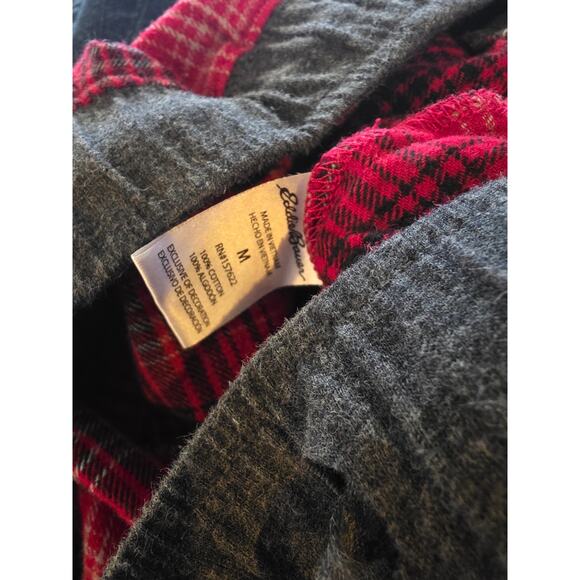 Eddie Bauer Mens Pajama Pants M Red Black Christmas 100% Cotton Pockets Sleep - Picture 5 of 5